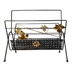 Mid-Century Modern Perforated Magazine/ Record Rack