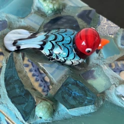 Mid-Century Mosaic Trinket Box With Mouth Blown Art Glass Bird Detail -CHAIRISH Shop mid century mosaic trinket box with mouth blown art glass bird detail 2396