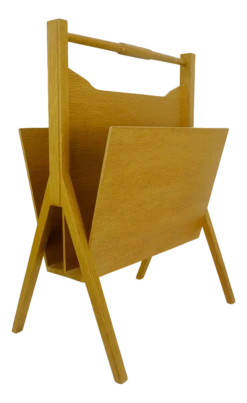 Mid-Century Puristic Newspaper Stand In Oak, 1960s