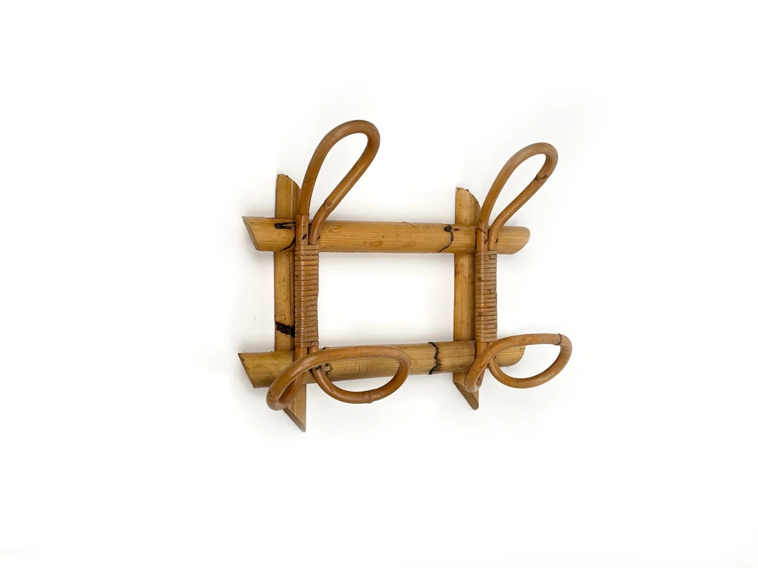 Mid-Century Rattan And Bamboo Coat Rack Stand, Italy, 1960s 4 Mid-Century Rattan And Bamboo Coat Rack Stand, Italy, 1960s - Image 2