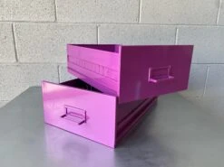 Mid Century Steel Drawer Insert, Repurposed As Organizer / Container, Refinished In Magenta -CHAIRISH Shop mid century steel drawer insert repurposed as organizer container refinished in magenta 0981