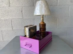 Mid Century Steel Drawer Insert, Repurposed As Organizer / Container, Refinished In Magenta -CHAIRISH Shop mid century steel drawer insert repurposed as organizer container refinished in magenta 6608