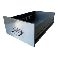 Mid Century Steel Drawer Insert, Repurposed As Organizer / Container, Refinished In Metallic Gray