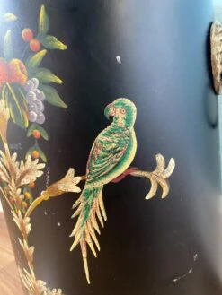 Mid Century Tole Parrot Bird And Fruit Motif Black Umbrella Stand -CHAIRISH Shop mid century tole parrot bird and fruit motif black umbrella stand 2338