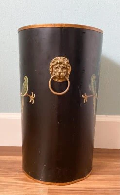 Mid Century Tole Parrot Bird And Fruit Motif Black Umbrella Stand -CHAIRISH Shop mid century tole parrot bird and fruit motif black umbrella stand 2570