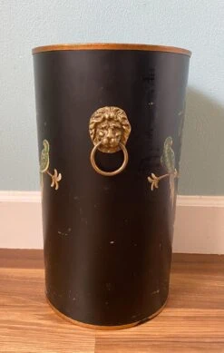 Mid Century Tole Parrot Bird And Fruit Motif Black Umbrella Stand -CHAIRISH Shop mid century tole parrot bird and fruit motif black umbrella stand 5168