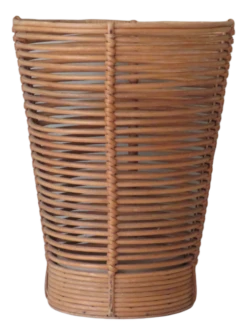 Mid-Century Umbrella Stand In Wood, Pottery & Wicker