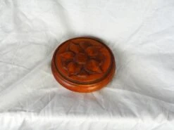 Midcentury French Large Turned Wood Box With Carved Flower -CHAIRISH Shop midcentury french large turned wood box with carved flower 3456