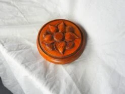 Midcentury French Large Turned Wood Box With Carved Flower -CHAIRISH Shop midcentury french large turned wood box with carved flower 7738