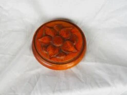 Midcentury French Large Turned Wood Box With Carved Flower -CHAIRISH Shop midcentury french large turned wood box with carved flower 9719