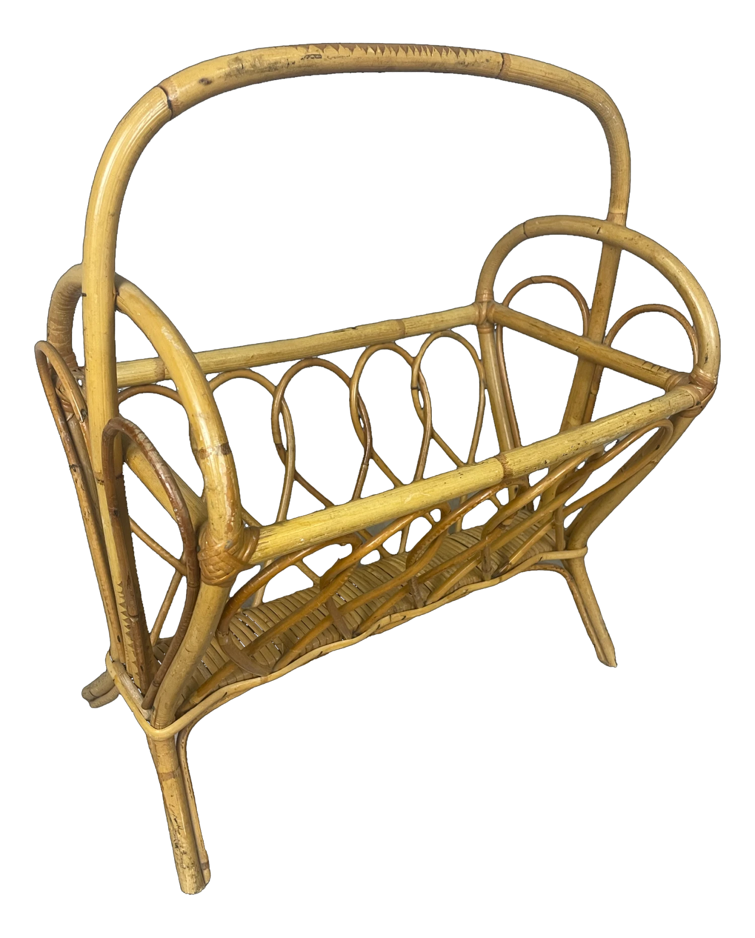 Midcentury Rattan Magazine Rack, 1960s 3 Midcentury Rattan Magazine Rack, 1960s