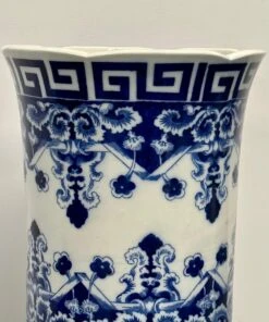 Oriental Porcelain Flow Blue White Umbrella Stand, Large Vase, Floral Decorated -CHAIRISH Shop oriental porcelain flow blue white umbrella stand large vase floral decorated 6028