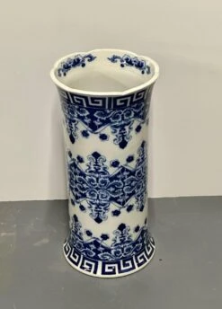 Oriental Porcelain Flow Blue White Umbrella Stand, Large Vase, Floral Decorated -CHAIRISH Shop oriental porcelain flow blue white umbrella stand large vase floral decorated 8806