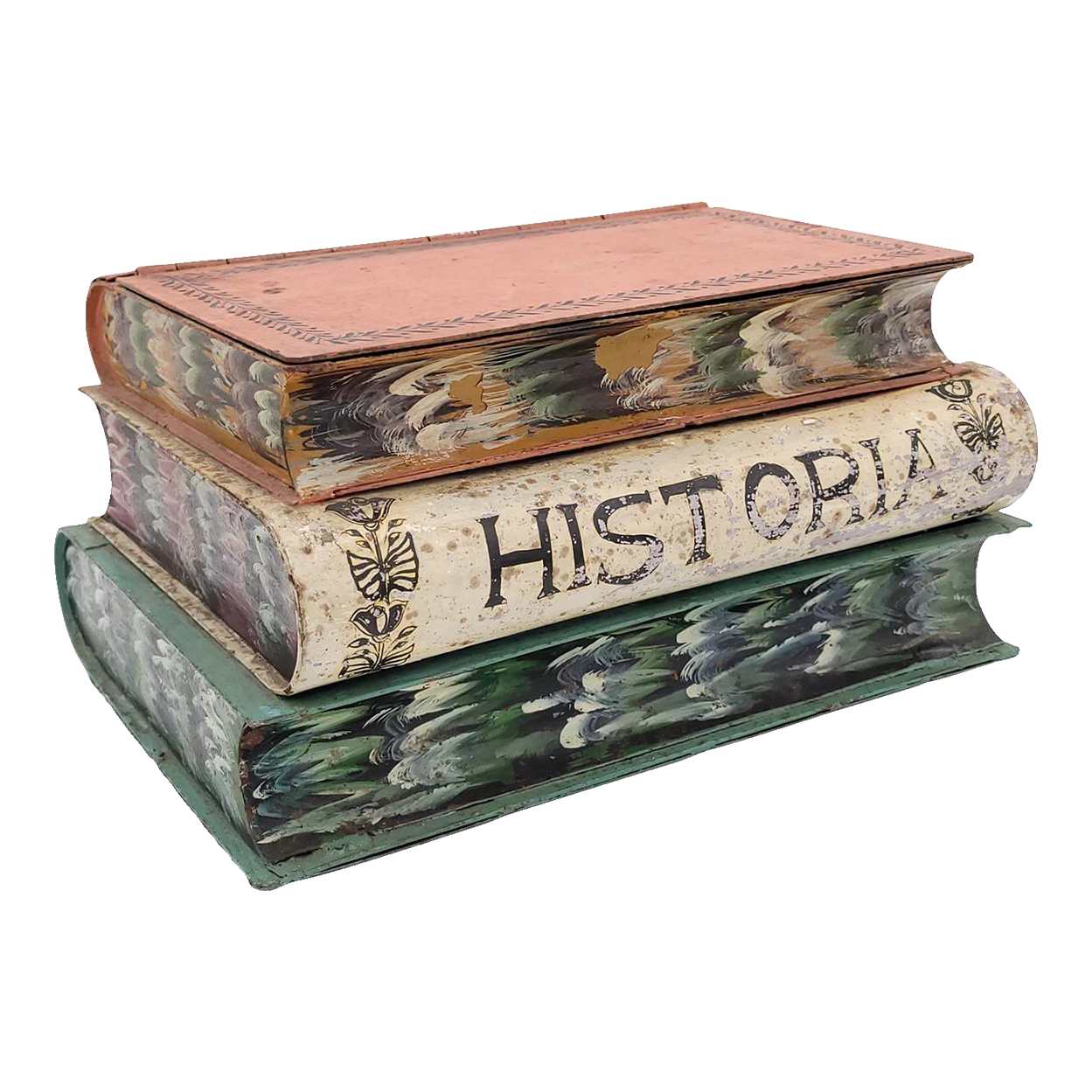 Oversized Tole Book Stack, France Circa 1900 3 Oversized Tole Book Stack, France Circa 1900