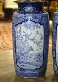 Pair Of Vintage Hand Painted Blue And White Porcelain Vases Umbrella Stands 12 Pair Of Vintage Hand Painted Blue And White Porcelain Vases Umbrella Stands -CHAIRISH Shop pair of vintage hand painted blue and white porcelain vases umbrella stands 1590