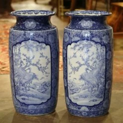 Pair Of Vintage Hand Painted Blue And White Porcelain Vases Umbrella Stands 17 Pair Of Vintage Hand Painted Blue And White Porcelain Vases Umbrella Stands -CHAIRISH Shop pair of vintage hand painted blue and white porcelain vases umbrella stands 2853