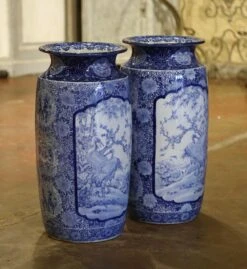 Pair Of Vintage Hand Painted Blue And White Porcelain Vases Umbrella Stands 16 Pair Of Vintage Hand Painted Blue And White Porcelain Vases Umbrella Stands -CHAIRISH Shop pair of vintage hand painted blue and white porcelain vases umbrella stands 6452