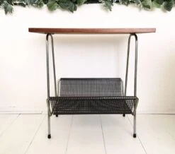 Pilastro Style Metal And Teak Magazine Rack, 1950s -CHAIRISH Shop pilastro style metal and teak magazine rack 1950s 4016