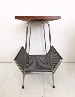 Pilastro Style Metal And Teak Magazine Rack, 1950s -CHAIRISH Shop pilastro style metal and teak magazine rack 1950s 4440