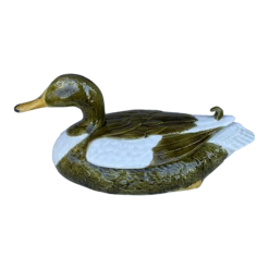 Portuguese Large Majolica Duck Tureen Box Secla