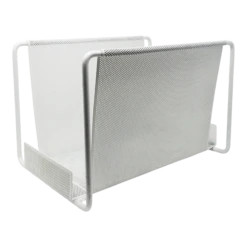 Postmodern White Stamped Metal Magazine Rack