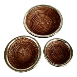 Rattan & Silver Nesting Baskets, S/3