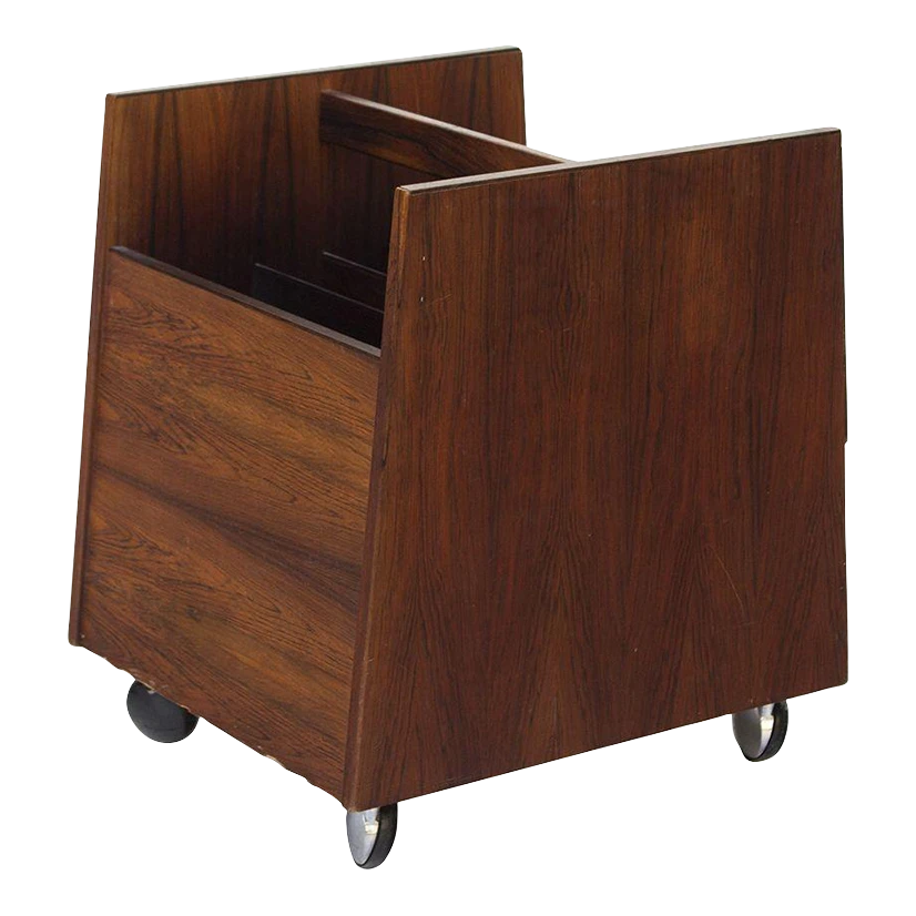 Rolling Lp Record Or Magazine Caddy In Rosewood By Bruksbo 3 Rolling Lp Record Or Magazine Caddy In Rosewood By Bruksbo