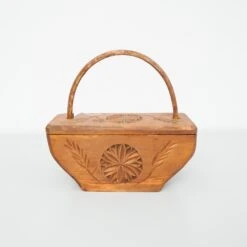 Rustic Primitive Wood Hand Carved Basket, 1950s 17 Rustic Primitive Wood Hand Carved Basket, 1950s -CHAIRISH Shop rustic primitive wood hand carved basket 1950s 1474