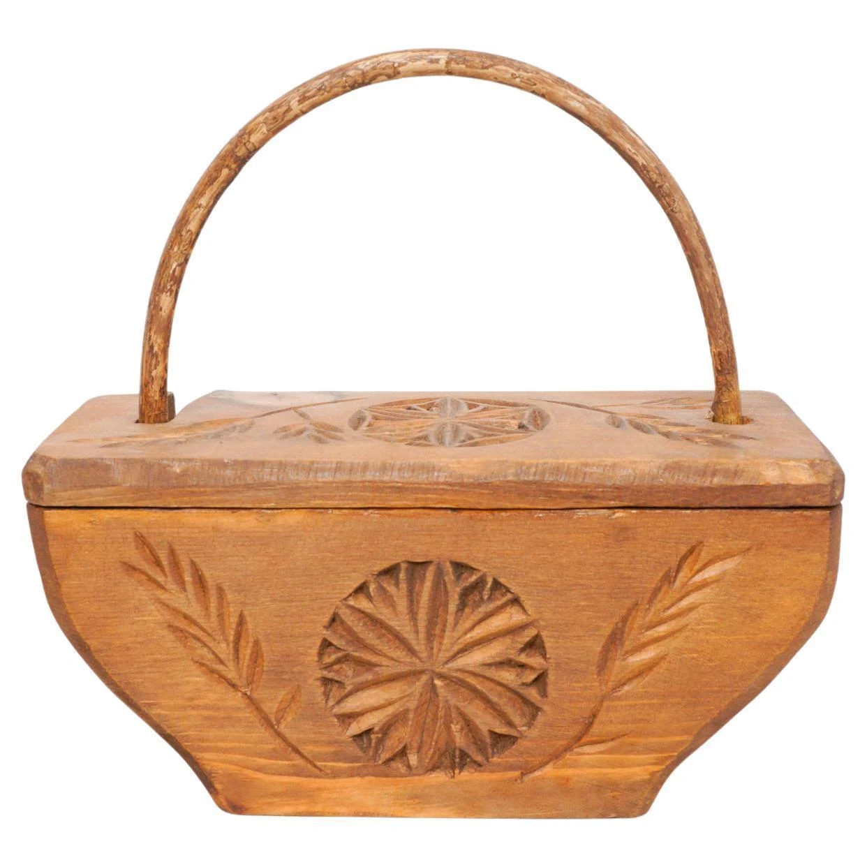 Rustic Primitive Wood Hand Carved Basket, 1950s 12 Rustic Primitive Wood Hand Carved Basket, 1950s - Image 10