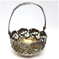 Small German Jugendstil Bruckmann & Söhne 800 Silver Gilt Ginkgo Basket -CHAIRISH Shop small german jugendstil bruckmann and sohne 800 silver gilt ginkgo basket 6246