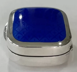 Sterling Silver Italian Trinket Box With Blue Enamel Top -CHAIRISH Shop sterling silver italian trinket box with blue enamel top 0597