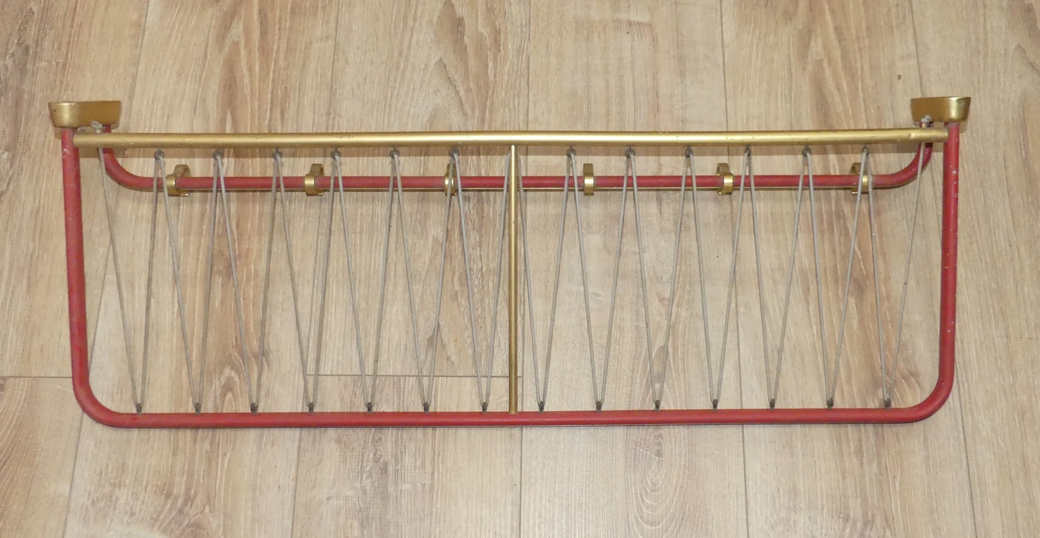 String Coat Rack In Red Brass With Hat Hooks, 1950s 10 String Coat Rack In Red Brass With Hat Hooks, 1950s - Image 8