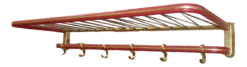 String Coat Rack In Red Brass With Hat Hooks, 1950s