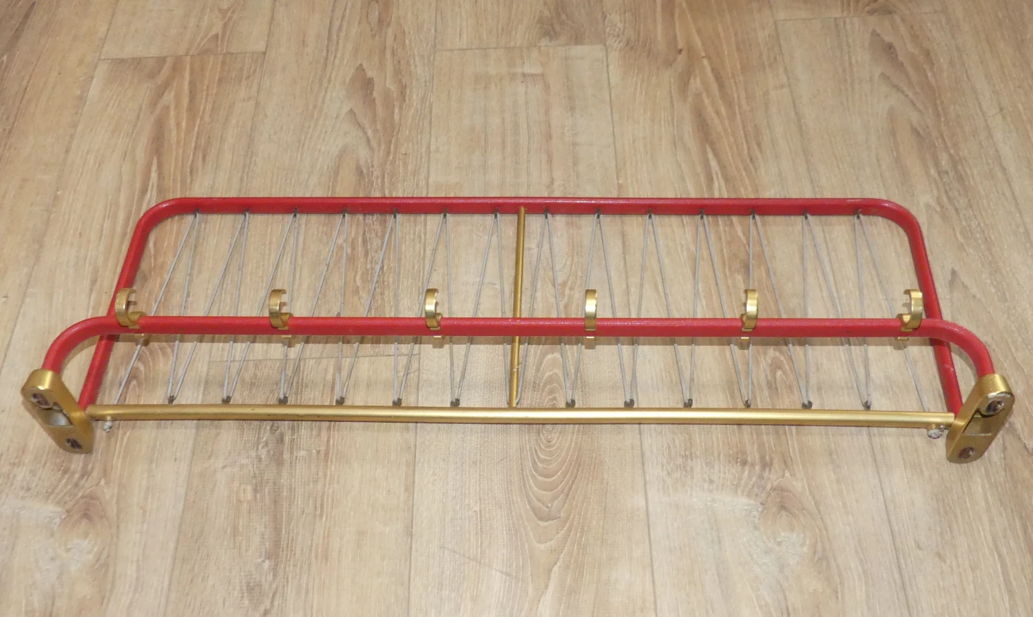 String Coat Rack In Red Brass With Hat Hooks, 1950s 11 String Coat Rack In Red Brass With Hat Hooks, 1950s - Image 9