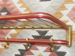 String Coat Rack In Red Brass With Hat Hooks, 1950s 15 String Coat Rack In Red Brass With Hat Hooks, 1950s -CHAIRISH Shop string coat rack in red brass with hat hooks 1950s 8789