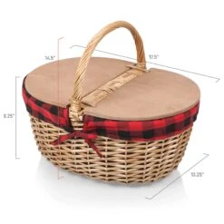 The Country Picnic Basket With Red & Black Liner 11 The Country Picnic Basket With Red & Black Liner -CHAIRISH Shop the country picnic basket with red and black liner 0060