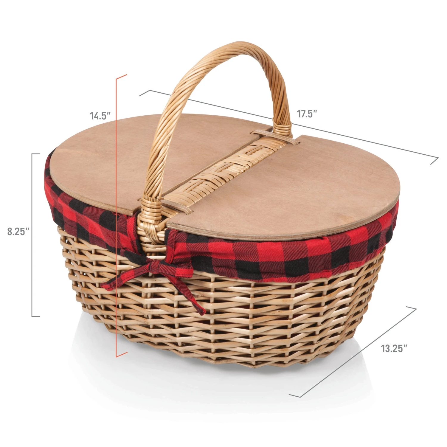 The Country Picnic Basket With Red & Black Liner 6 The Country Picnic Basket With Red & Black Liner - Image 4