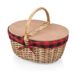 The Country Picnic Basket With Red & Black Liner 13 The Country Picnic Basket With Red & Black Liner -CHAIRISH Shop the country picnic basket with red and black liner 3393