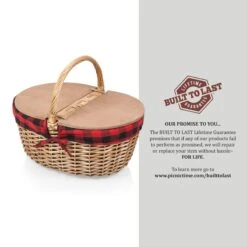 The Country Picnic Basket With Red & Black Liner 12 The Country Picnic Basket With Red & Black Liner -CHAIRISH Shop the country picnic basket with red and black liner 4859