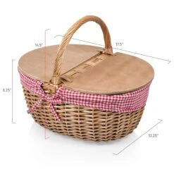 The Country Picnic Basket With Red & White Liner -CHAIRISH Shop the country picnic basket with red and white liner 5644