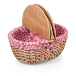 The Country Picnic Basket With Red & White Liner -CHAIRISH Shop the country picnic basket with red and white liner 9915