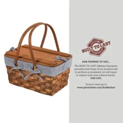 The Kansas Picnic Basket With Navy & White Liner -CHAIRISH Shop the kansas picnic basket with navy and white liner 6360