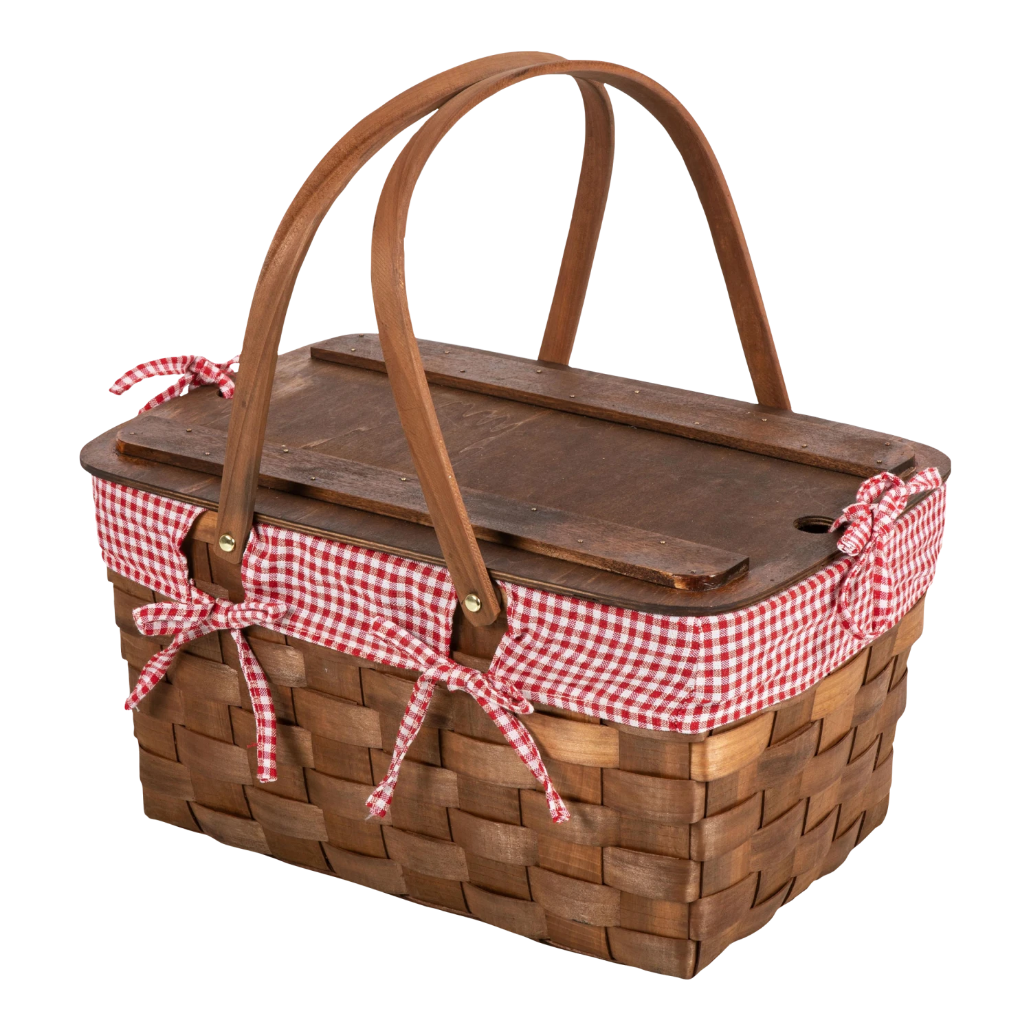 The Kansas Picnic Basket With Red & White Liner 3 The Kansas Picnic Basket With Red & White Liner