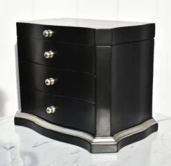 Transitional Two Drawer Table Top Jewelry Box In Black & Silver Finish W/Fitted Interior -CHAIRISH Shop transitional two drawer table top jewelry box in black and silver finish wfitted interior 0585