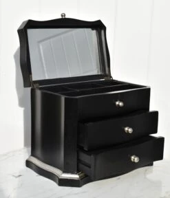 Transitional Two Drawer Table Top Jewelry Box In Black & Silver Finish W/Fitted Interior -CHAIRISH Shop transitional two drawer table top jewelry box in black and silver finish wfitted interior 3371