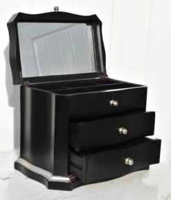 Transitional Two Drawer Table Top Jewelry Box In Black & Silver Finish W/Fitted Interior -CHAIRISH Shop transitional two drawer table top jewelry box in black and silver finish wfitted interior 7724