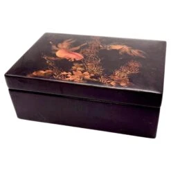 Vietnamese Black And Orange Box In Lacquered Wood -CHAIRISH Shop vietnamese black and orange box in lacquered wood 9863