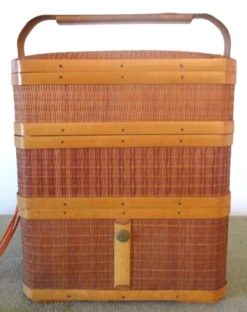 Vintage 1946 Occupied Japan Stacking Bamboo Lunch Picnic Basket -CHAIRISH Shop vintage 1946 occupied japan stacking bamboo lunch picnic basket 2034