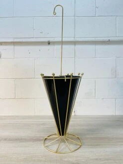 Vintage 1950s Black & Gold Metal Umbrella Stand -CHAIRISH Shop vintage 1950s black and gold metal umbrella stand 4458