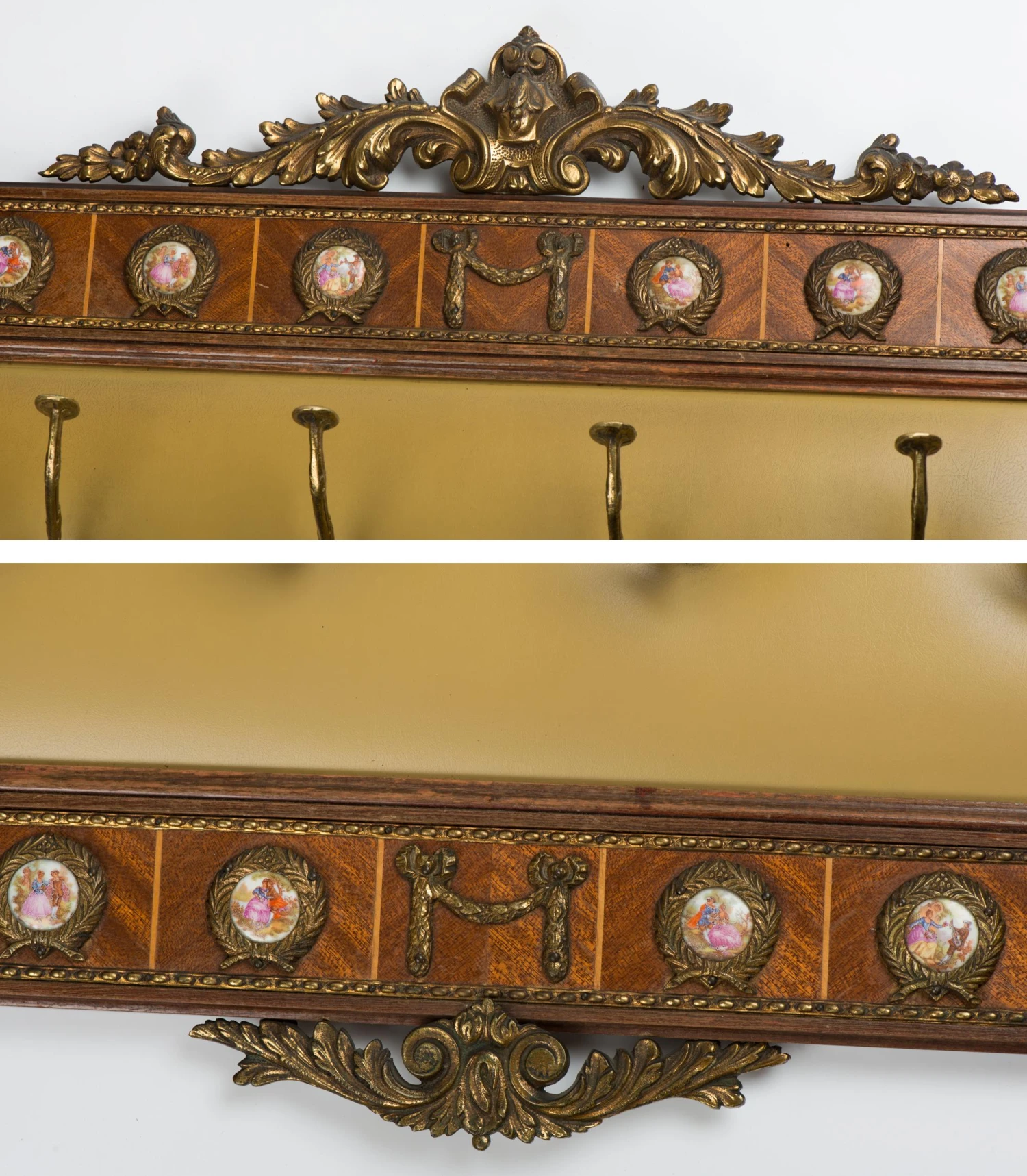 Vintage 1950s Spanish Brass Wood Coat Rack Stand 6 Vintage 1950s Spanish Brass Wood Coat Rack Stand - Image 4